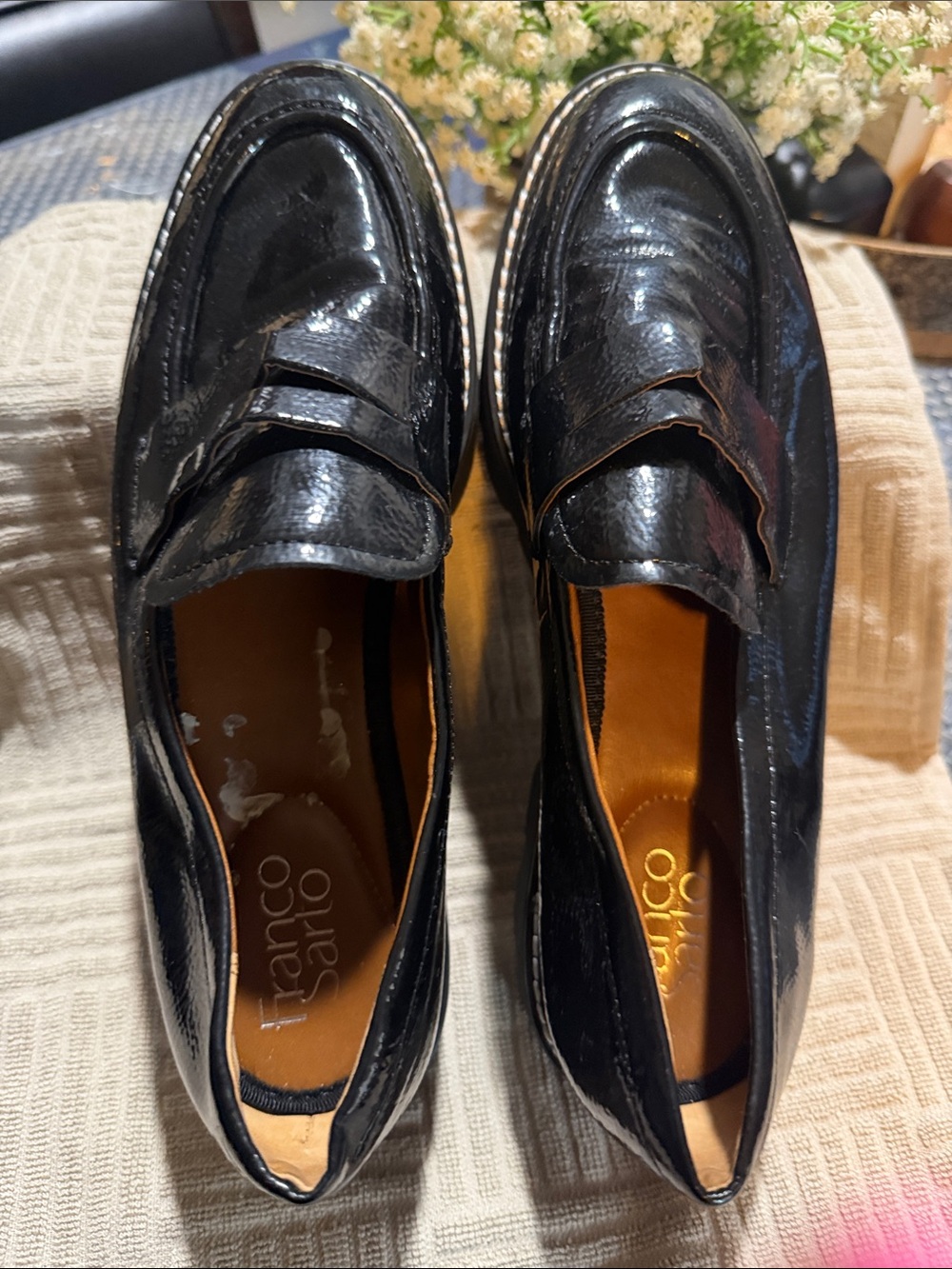 Franco Sarto Men’s Black Patent Penny Loafers